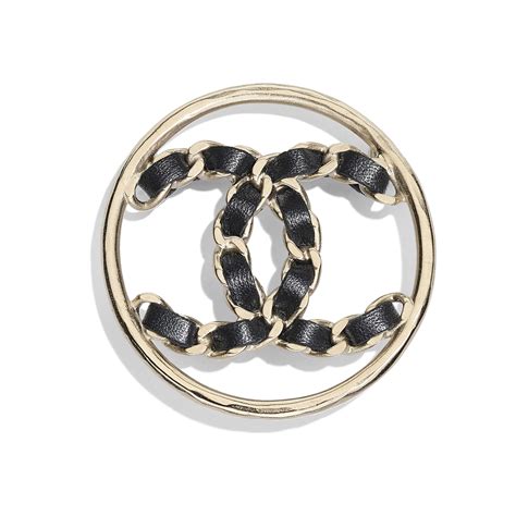 chanel metal and calfskin brooch|Chanel brooch jewelry.